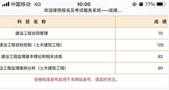 监理工程师成绩查询